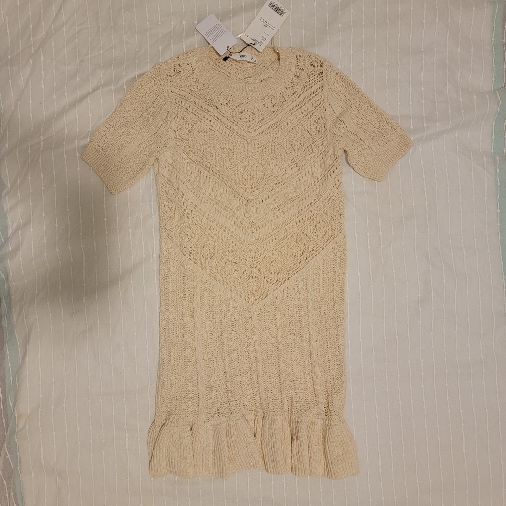 Mango Ruffled Open-work Dress Size 4 - Picture 5 of 6